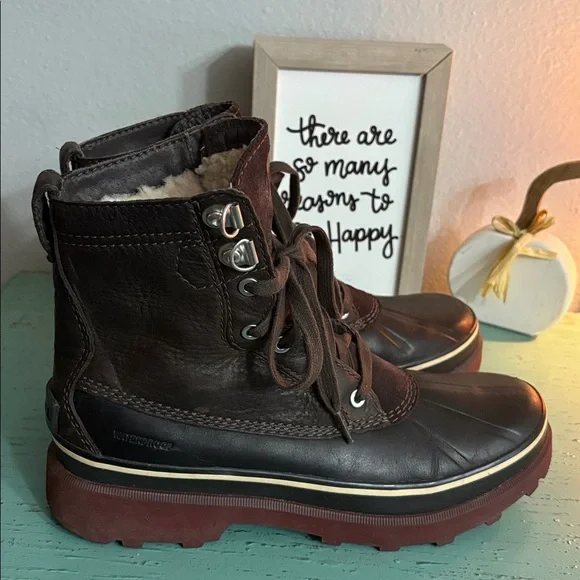 Sorel Dark Brown and Black Lace-Up Boots Mens 9.5 box 141 - Picture 2 of 9